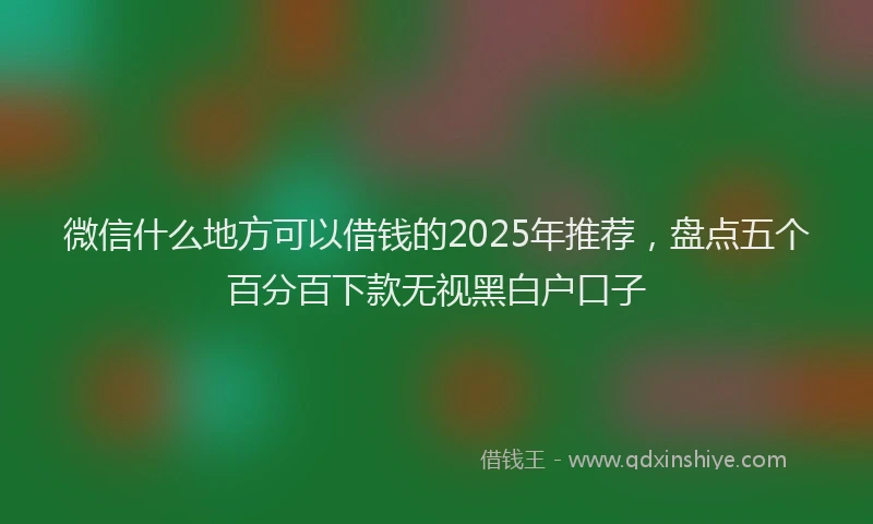 微信什么地方可以借钱的2025年推荐，盘点五个百分百下款无视黑白户口子