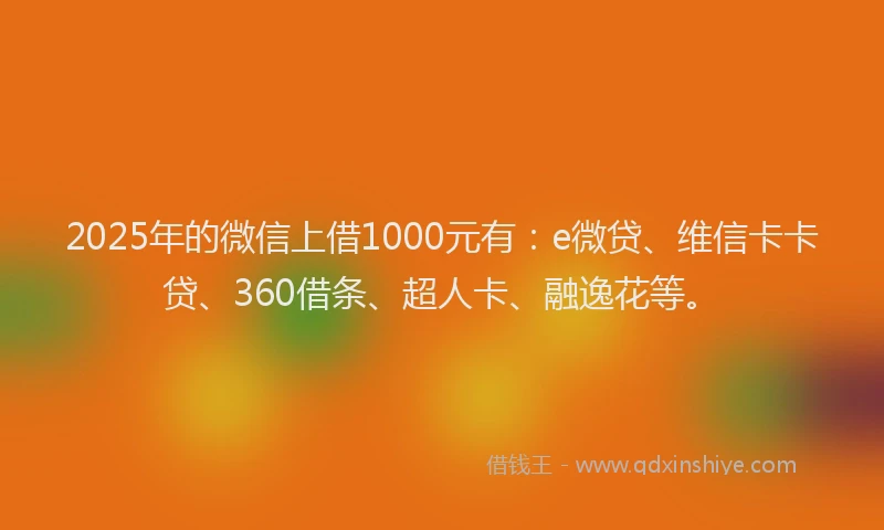 2025年的微信上借1000元有：e微贷、维信卡卡贷、360借条、超人卡、融逸花等。