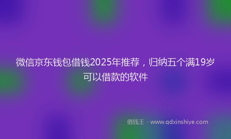 微信京东钱包借钱2025年推荐，归纳五个满19岁可以借款的软件