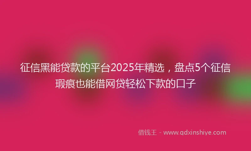 征信黑能贷款的平台2025年精选，盘点5个征信瑕疵也能借网贷轻松下款的口子