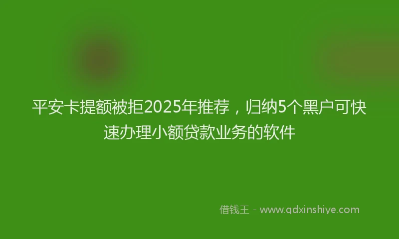 平安卡提额被拒2025年推荐，归纳5个黑户可快速办理小额贷款业务的软件