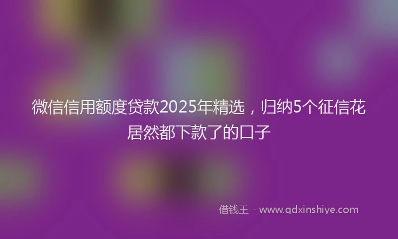 微信信用额度贷款2025年精选，归纳5个征信花居然都下款了的口子