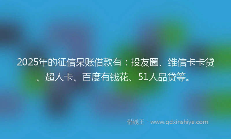 2025年的征信呆账借款有：投友圈、维信卡卡贷、超人卡、百度有钱花、51人品贷等。