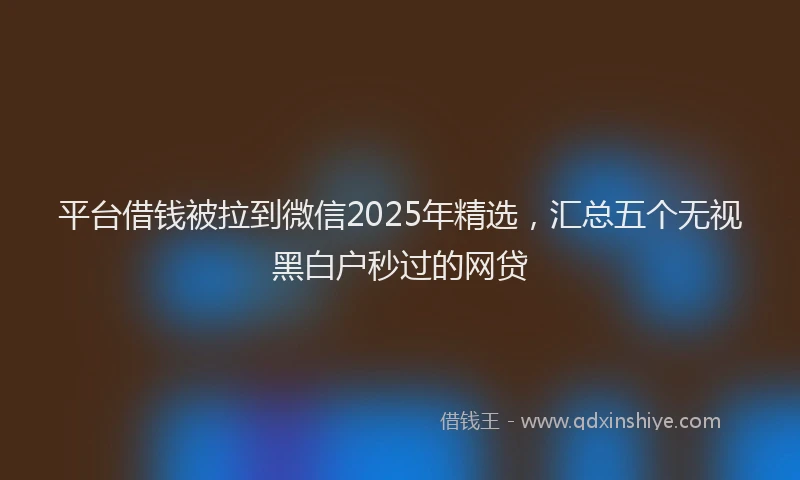 平台借钱被拉到微信2025年精选，汇总五个无视黑白户秒过的网贷