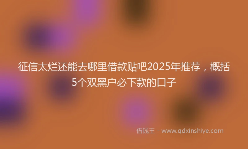 征信太烂还能去哪里借款贴吧2025年推荐，概括5个双黑户必下款的口子