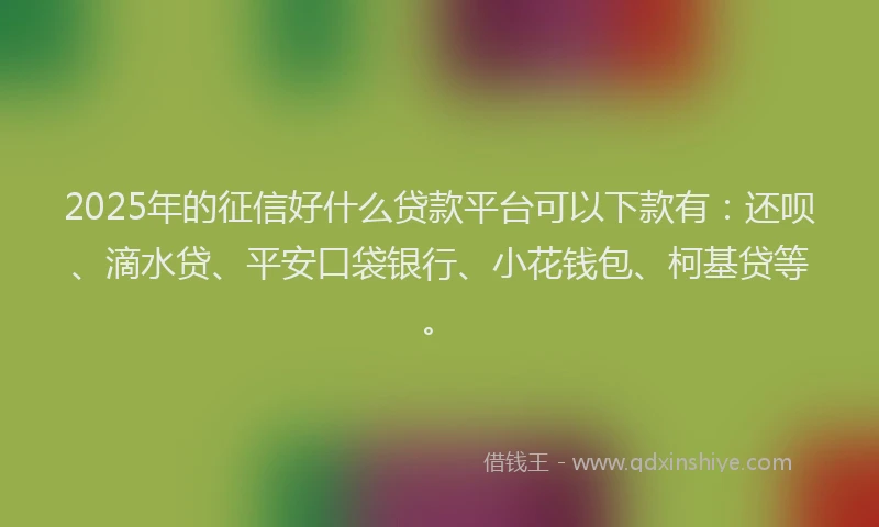 2025年的征信好什么贷款平台可以下款有：还呗、滴水贷、平安口袋银行、小花钱包、柯基贷等。