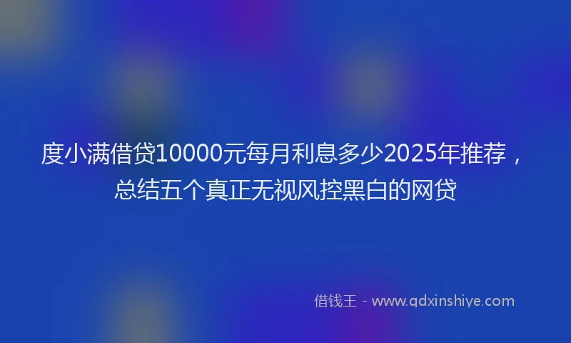 度小满借贷10000元每月利息多少2025年推荐，总结五个真正无视风控黑白的网贷