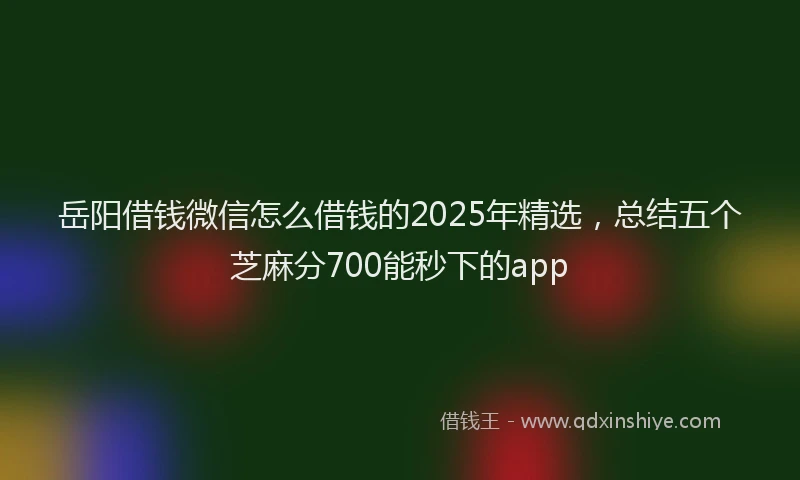 岳阳借钱微信怎么借钱的2025年精选，总结五个芝麻分700能秒下的app