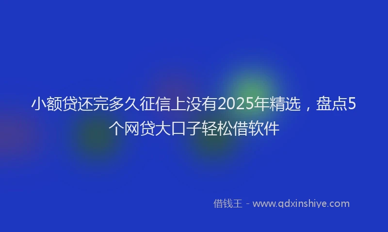 小额贷还完多久征信上没有2025年精选，盘点5个网贷大口子轻松借软件