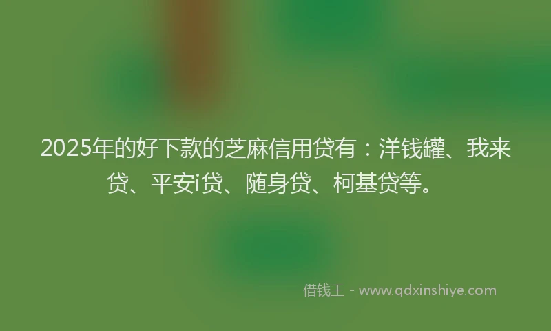 2025年的好下款的芝麻信用贷有：洋钱罐、我来贷、平安i贷、随身贷、柯基贷等。