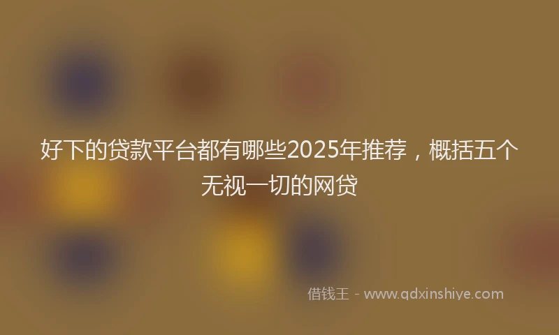 好下的贷款平台都有哪些2025年推荐，概括五个无视一切的网贷