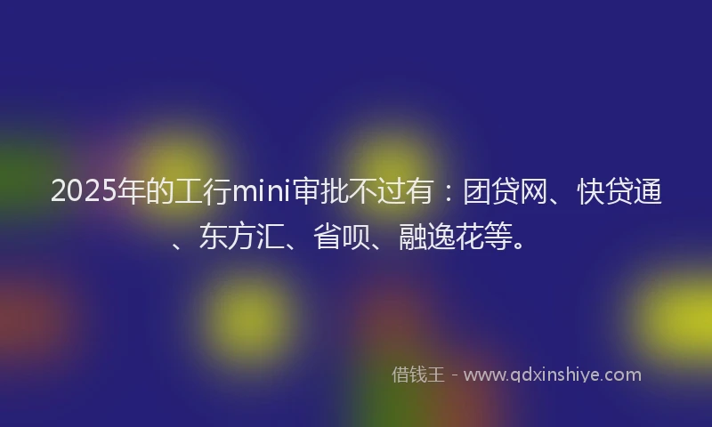 2025年的工行mini审批不过有：团贷网、快贷通、东方汇、省呗、融逸花等。