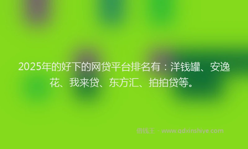 2025年的好下的网贷平台排名有：洋钱罐、安逸花、我来贷、东方汇、拍拍贷等。