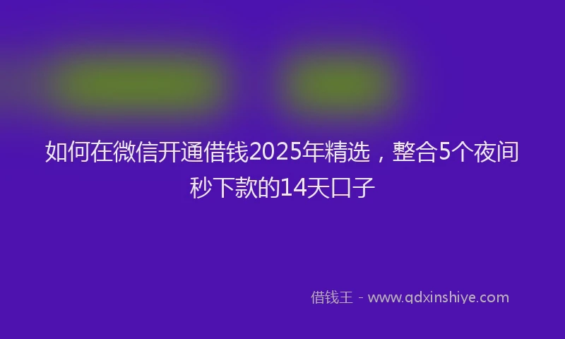 如何在微信开通借钱2025年精选，整合5个夜间秒下款的14天口子