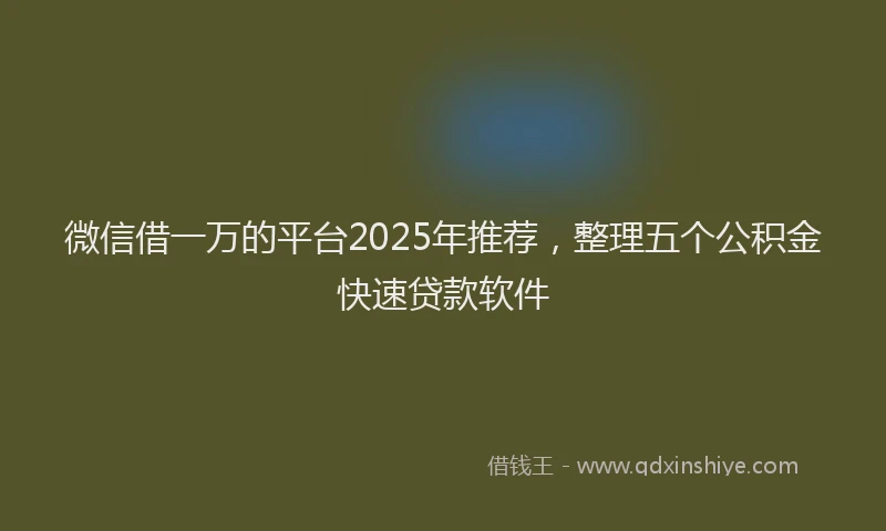 微信借一万的平台2025年推荐，整理五个公积金快速贷款软件