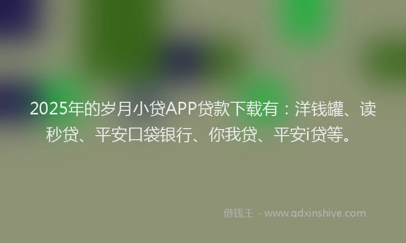 2025年的岁月小贷APP贷款下载有：洋钱罐、读秒贷、平安口袋银行、你我贷、平安i贷等。