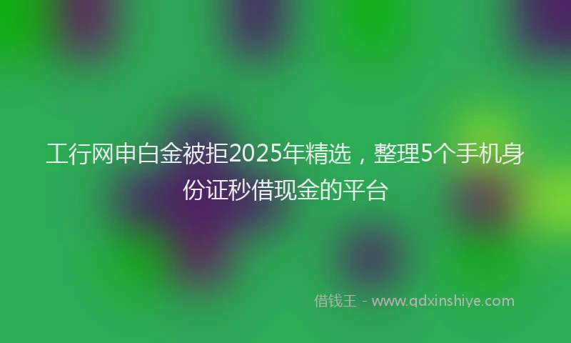 工行网申白金被拒2025年精选，整理5个手机身份证秒借现金的平台