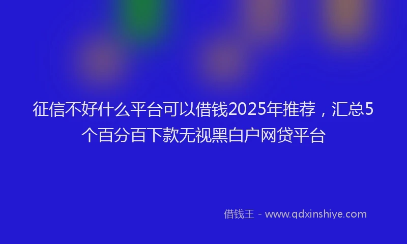 征信不好什么平台可以借钱2025年推荐，汇总5个百分百下款无视黑白户网贷平台