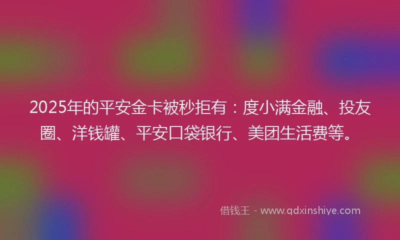 2025年的平安金卡被秒拒有：度小满金融、投友圈、洋钱罐、平安口袋银行、美团生活费等。