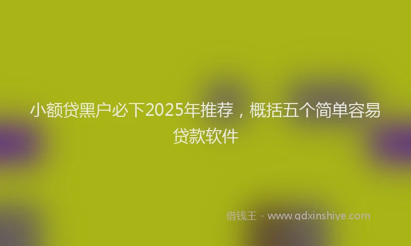 小额贷黑户必下2025年推荐，概括五个简单容易贷款软件