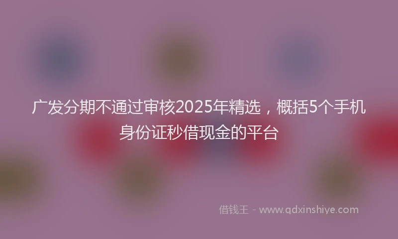 广发分期不通过审核2025年精选，概括5个手机身份证秒借现金的平台