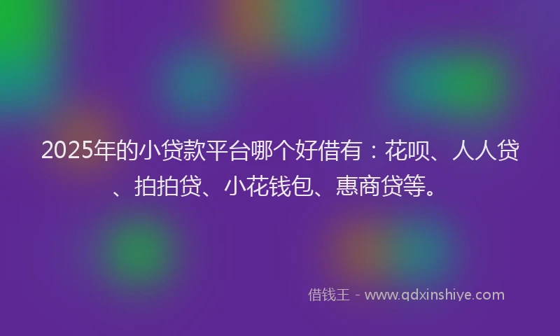 2025年的小贷款平台哪个好借有：花呗、人人贷、拍拍贷、小花钱包、惠商贷等。