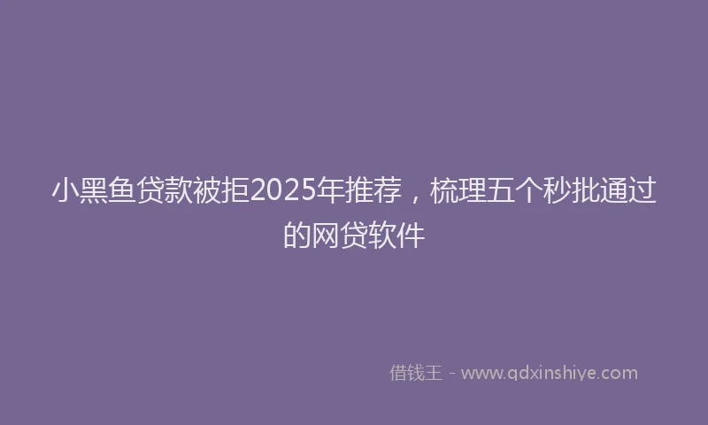 小黑鱼贷款被拒2025年推荐，梳理五个秒批通过的网贷软件
