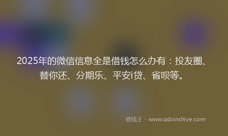 2025年的微信信息全是借钱怎么办有：投友圈、替你还、分期乐、平安i贷、省呗等。