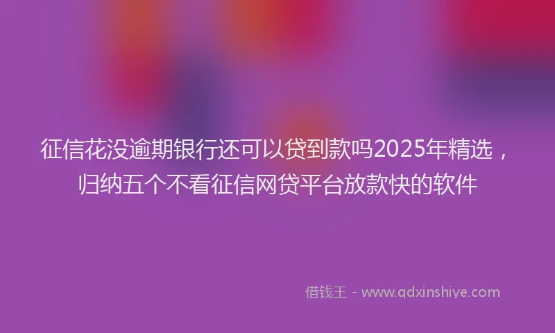 征信花没逾期银行还可以贷到款吗2025年精选，归纳五个不看征信网贷平台放款快的软件