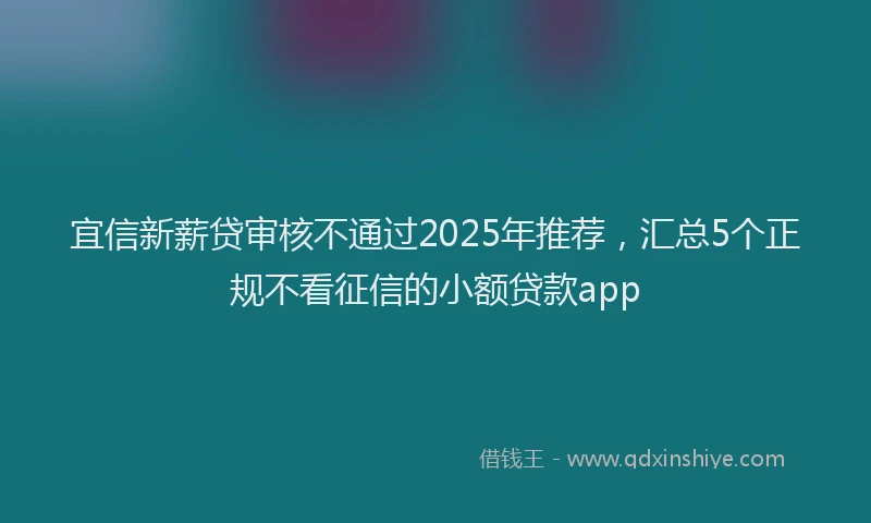 宜信新薪贷审核不通过2025年推荐，汇总5个正规不看征信的小额贷款app