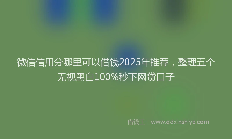 微信信用分哪里可以借钱2025年推荐，整理五个无视黑白100%秒下网贷口子