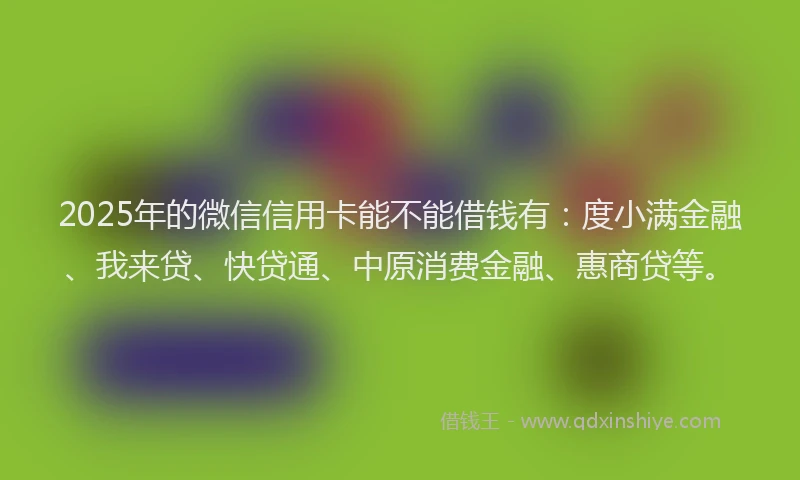2025年的微信信用卡能不能借钱有：度小满金融、我来贷、快贷通、中原消费金融、惠商贷等。