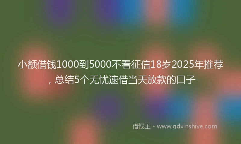 小额借钱1000到5000不看征信18岁2025年推荐，总结5个无忧速借当天放款的口子