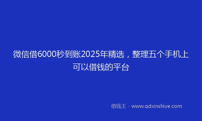 微信借6000秒到账2025年精选，整理五个手机上可以借钱的平台