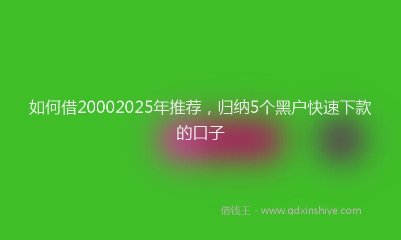 如何借20002025年推荐，归纳5个黑户快速下款的口子