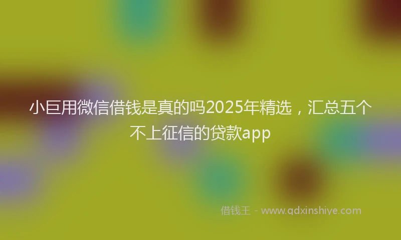 小巨用微信借钱是真的吗2025年精选，汇总五个不上征信的贷款app