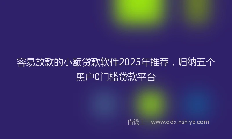 容易放款的小额贷款软件2025年推荐，归纳五个黑户0门槛贷款平台