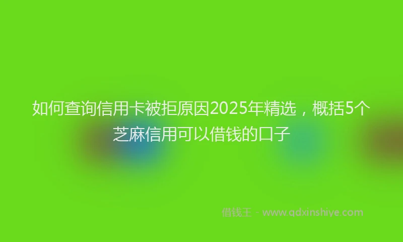 如何查询信用卡被拒原因2025年精选，概括5个芝麻信用可以借钱的口子