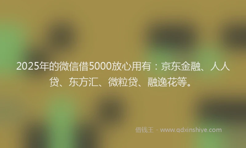 2025年的微信借5000放心用有：京东金融、人人贷、东方汇、微粒贷、融逸花等。