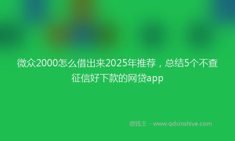 微众2000怎么借出来2025年推荐，总结5个不查征信好下款的网贷app