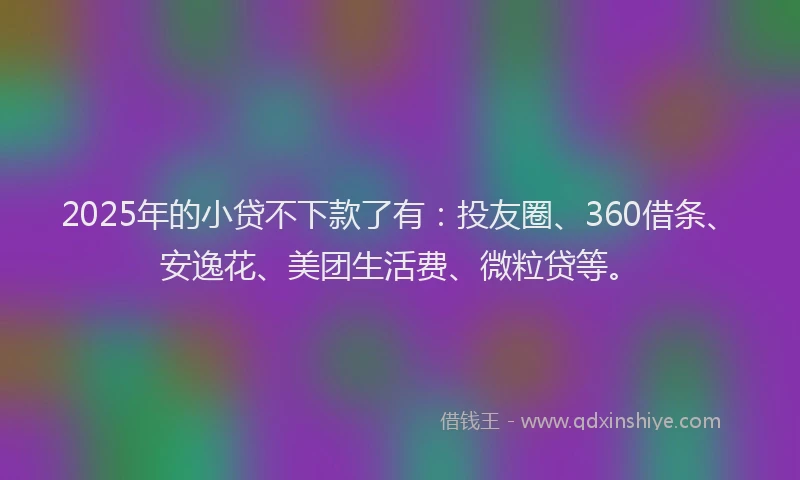 2025年的小贷不下款了有：投友圈、360借条、安逸花、美团生活费、微粒贷等。