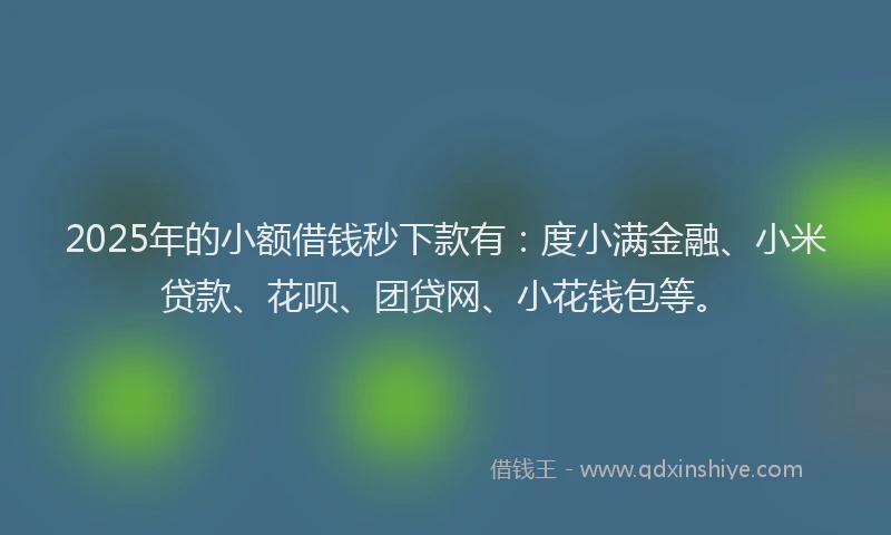 2025年的小额借钱秒下款有：度小满金融、小米贷款、花呗、团贷网、小花钱包等。