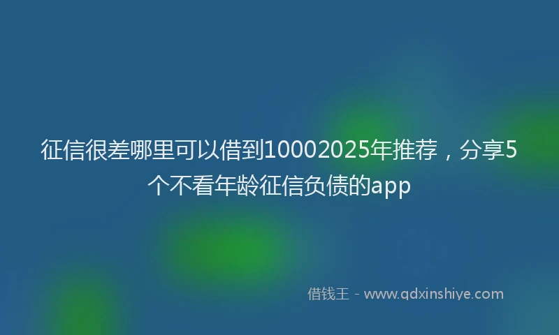征信很差哪里可以借到10002025年推荐，分享5个不看年龄征信负债的app