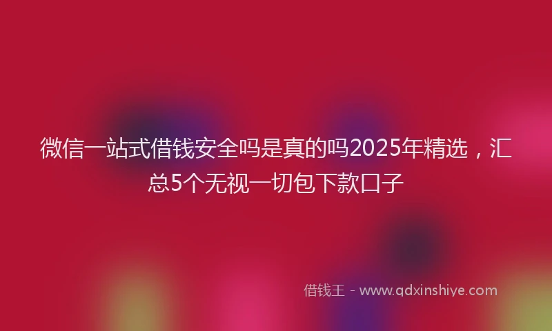 微信一站式借钱安全吗是真的吗2025年精选，汇总5个无视一切包下款口子