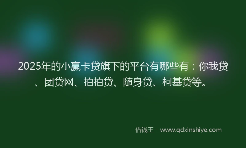 2025年的小赢卡贷旗下的平台有哪些有：你我贷、团贷网、拍拍贷、随身贷、柯基贷等。