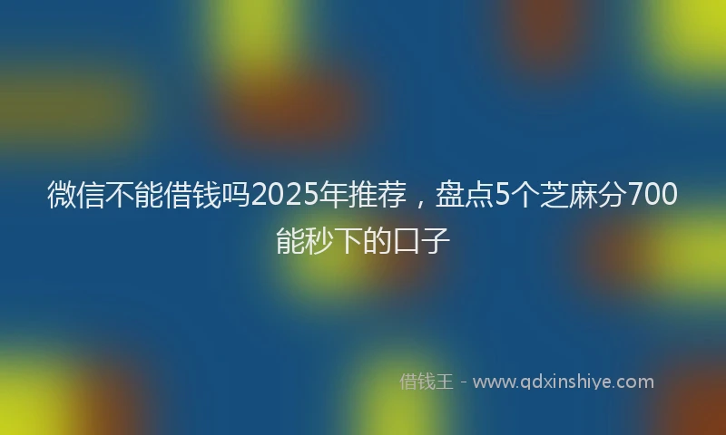 微信不能借钱吗2025年推荐，盘点5个芝麻分700能秒下的口子