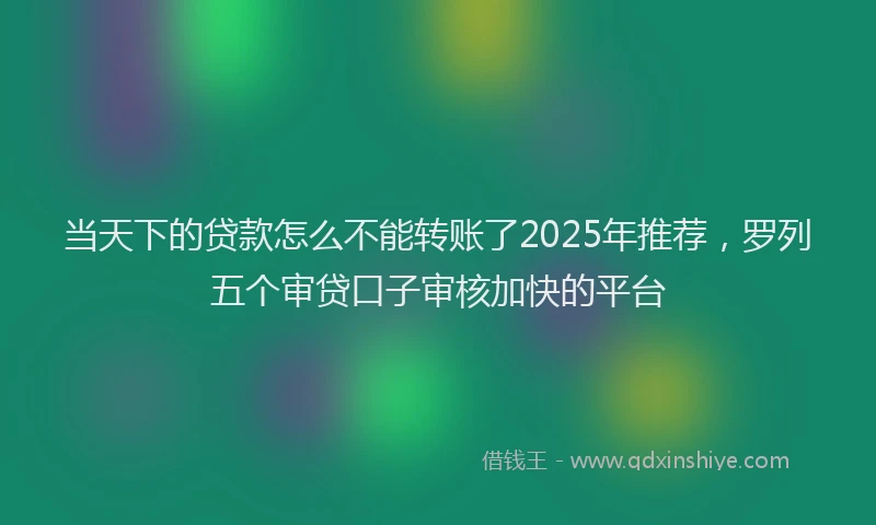 当天下的贷款怎么不能转账了2025年推荐，罗列五个审贷口子审核加快的平台
