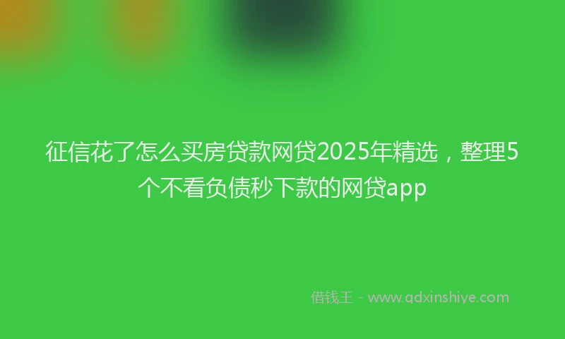 征信花了怎么买房贷款网贷2025年精选，整理5个不看负债秒下款的网贷app
