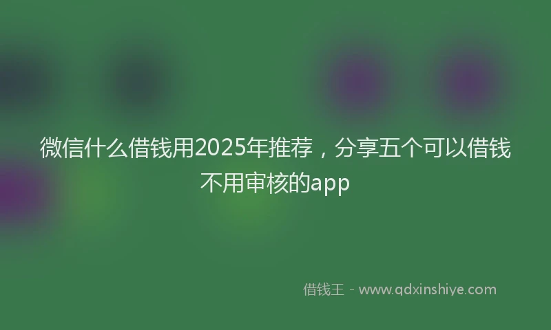 微信什么借钱用2025年推荐，分享五个可以借钱不用审核的app