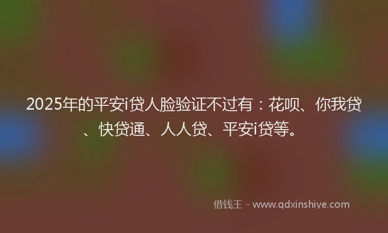 2025年的平安i贷人脸验证不过有：花呗、你我贷、快贷通、人人贷、平安i贷等。